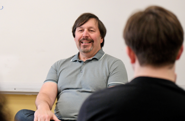 R.A. Salvatore speaking in Kyle Moody class