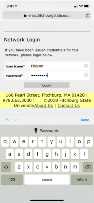 Screenshot showing the registration page login screen.