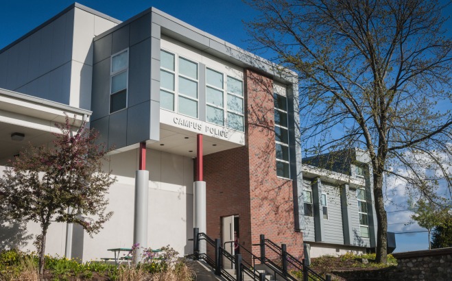 Outside view of the police station from North Street angle