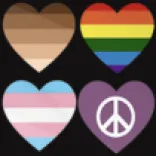 Poster of 4 hearts representing no hate