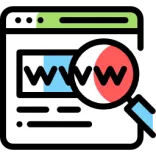 computer icon with www under a magnifying glass