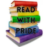 illustration of a stack of books with colored book covers in ROYGBIV order