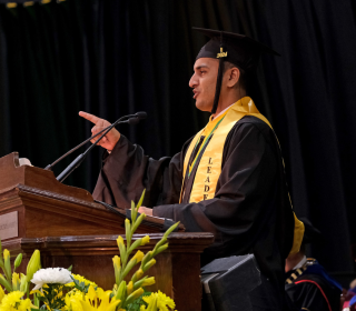 Ali Raza speaks at May 2024 Graduate Commencement