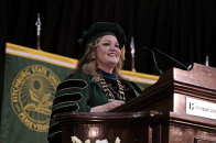 President Hodge at winter commencement Dec 20 2024