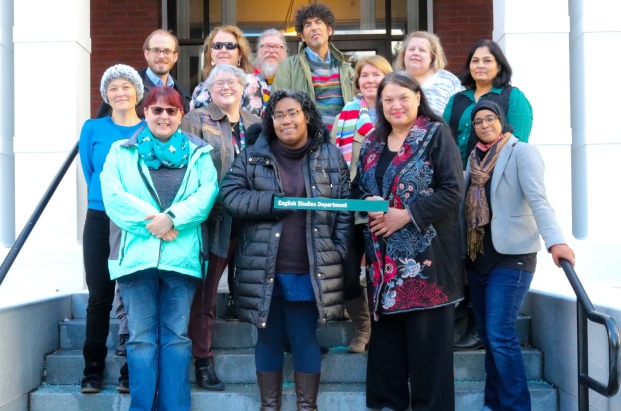 English Studies Department Faculty on the stairs of Thompson Hall