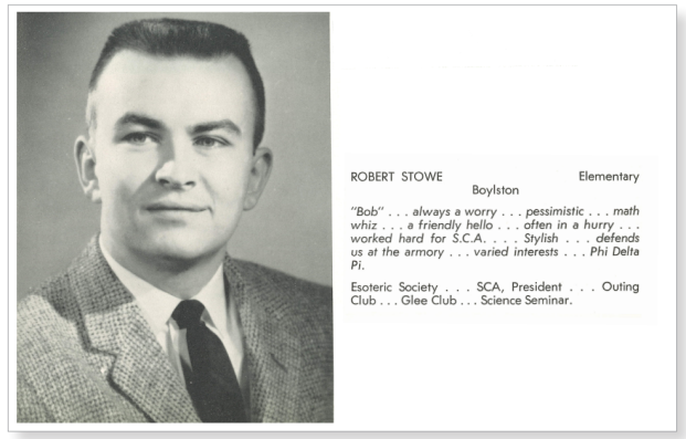 Yearbook excerpt of Robert S. Stowe '59
