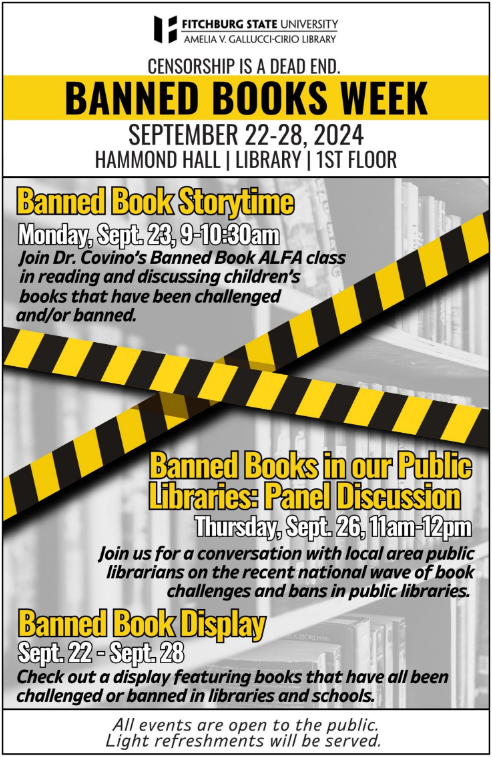 Poster for university observance of Banned Books Week 2024