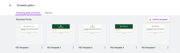 Screenshot of Google form template gallery