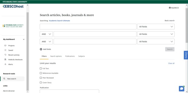 screenshot of new EBSCOhost interface