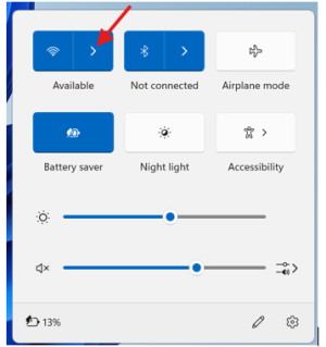 Image showing an arrow pointing to wifi in settings