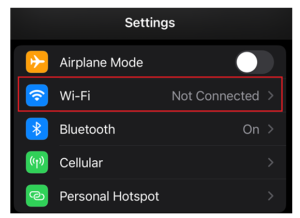 iPhone Wi-Fi Settings screen showing Not Connected