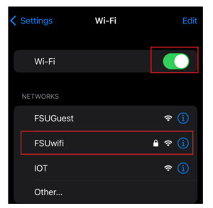 Image showing where to turn on Wi-Fi in Settings