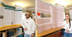 Students standing with their Literature Fair posters