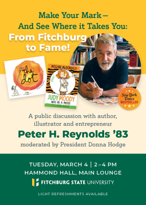 Poster for Peter H Reynolds March 4 2025 visit